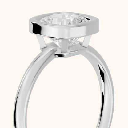 Maeve Bezel Solitaire Cushion Diamond Ring in Silver - slant-view.webp