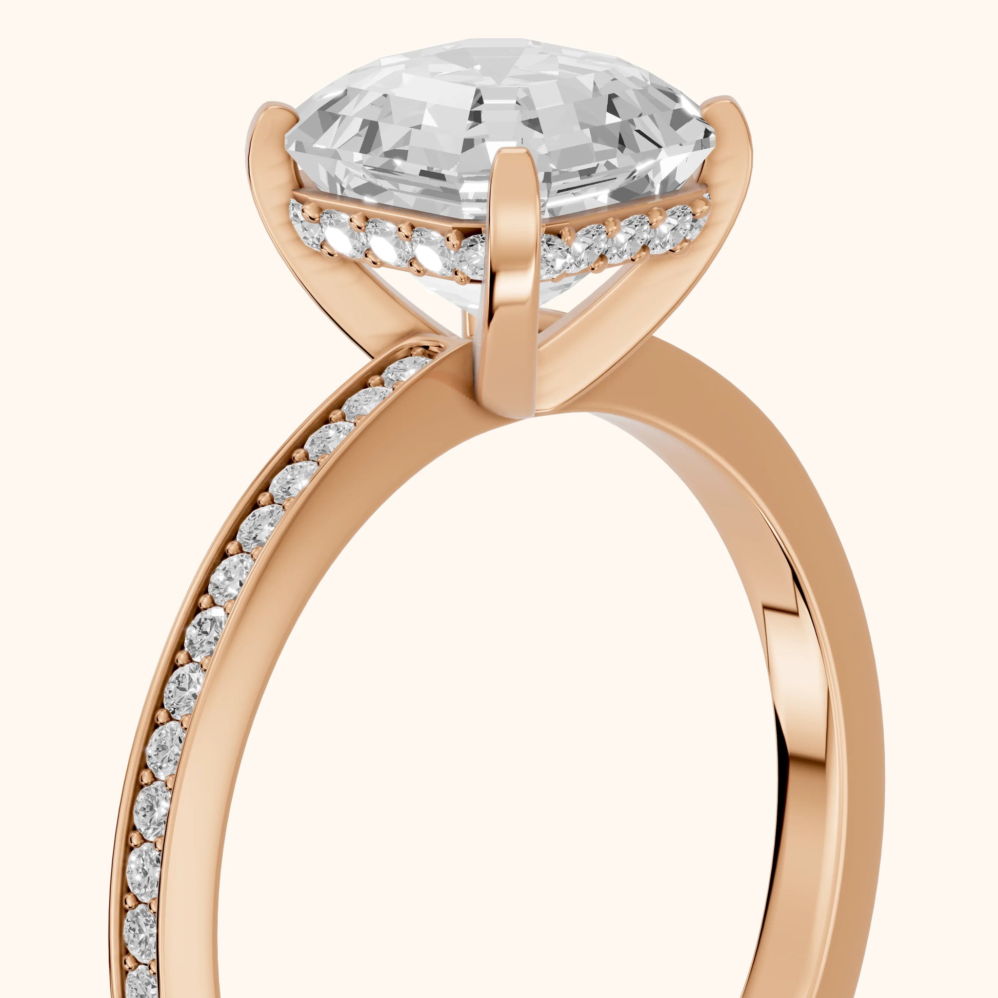 Naia Hidden Halo Asscher Diamond Ring in Rose Gold - slant-view.webp