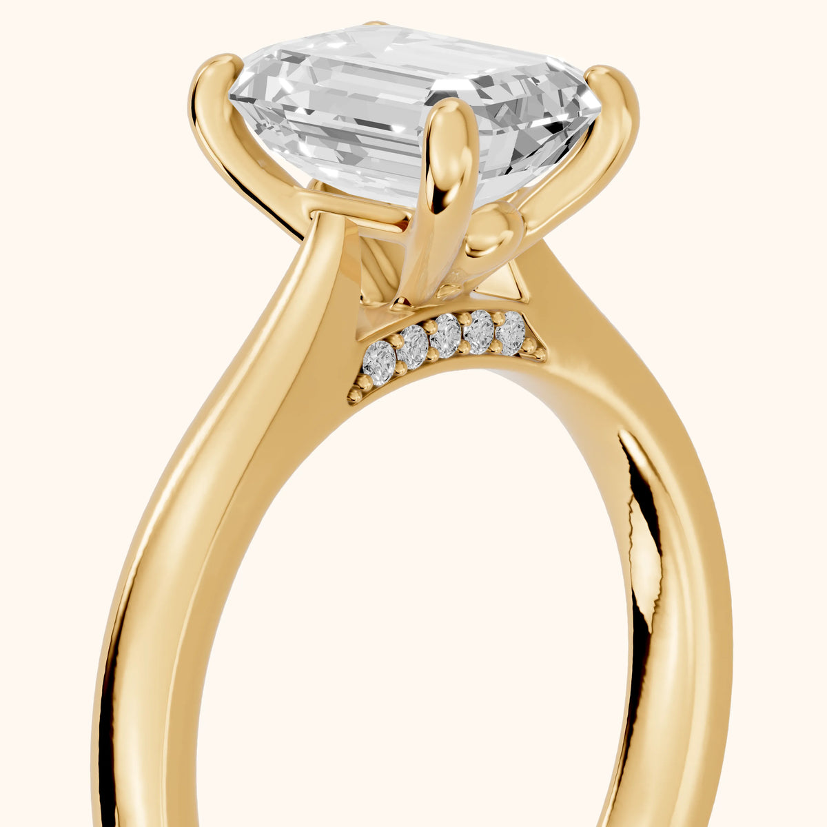 Sofia Cathedral Emerald Diamond Engagement Ring in Yellow Gold - slant-view.webp