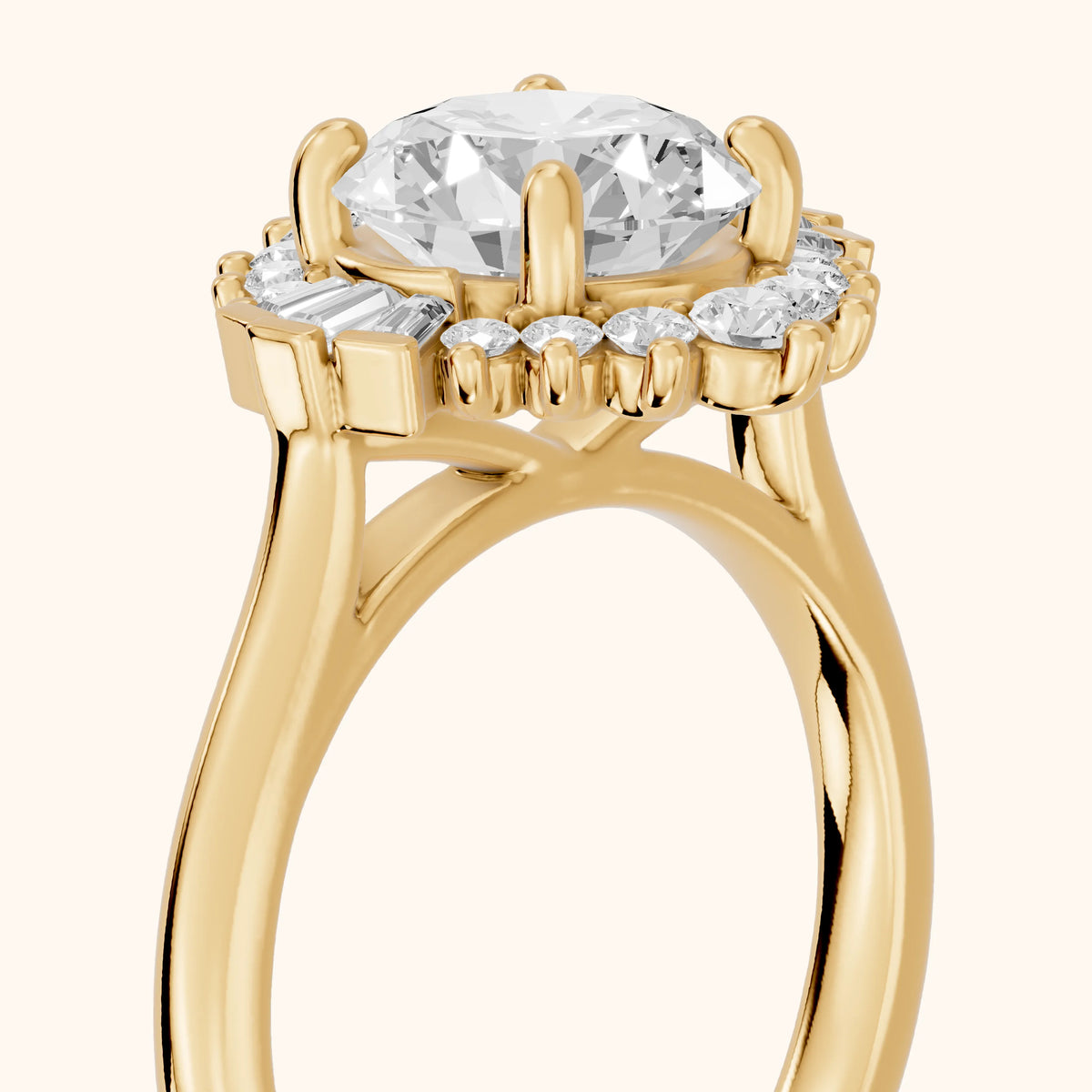 Marlow Ballerina Halo Round Diamond Engagement Ring in Yellow Gold - slant-view.webp