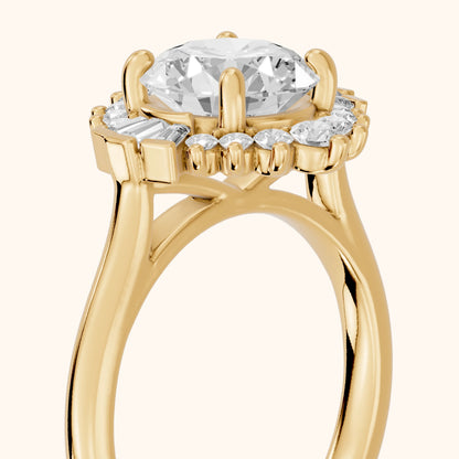 Marlow Ballerina Halo Round Diamond Engagement Ring in Yellow Gold - slant-view.webp
