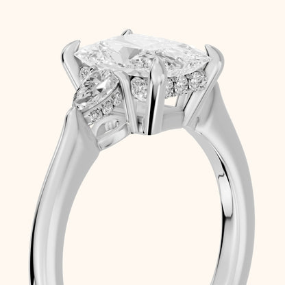 Leila Three-Stone Radiant Diamond Engagement Ring in White Gold - slant-view.webp