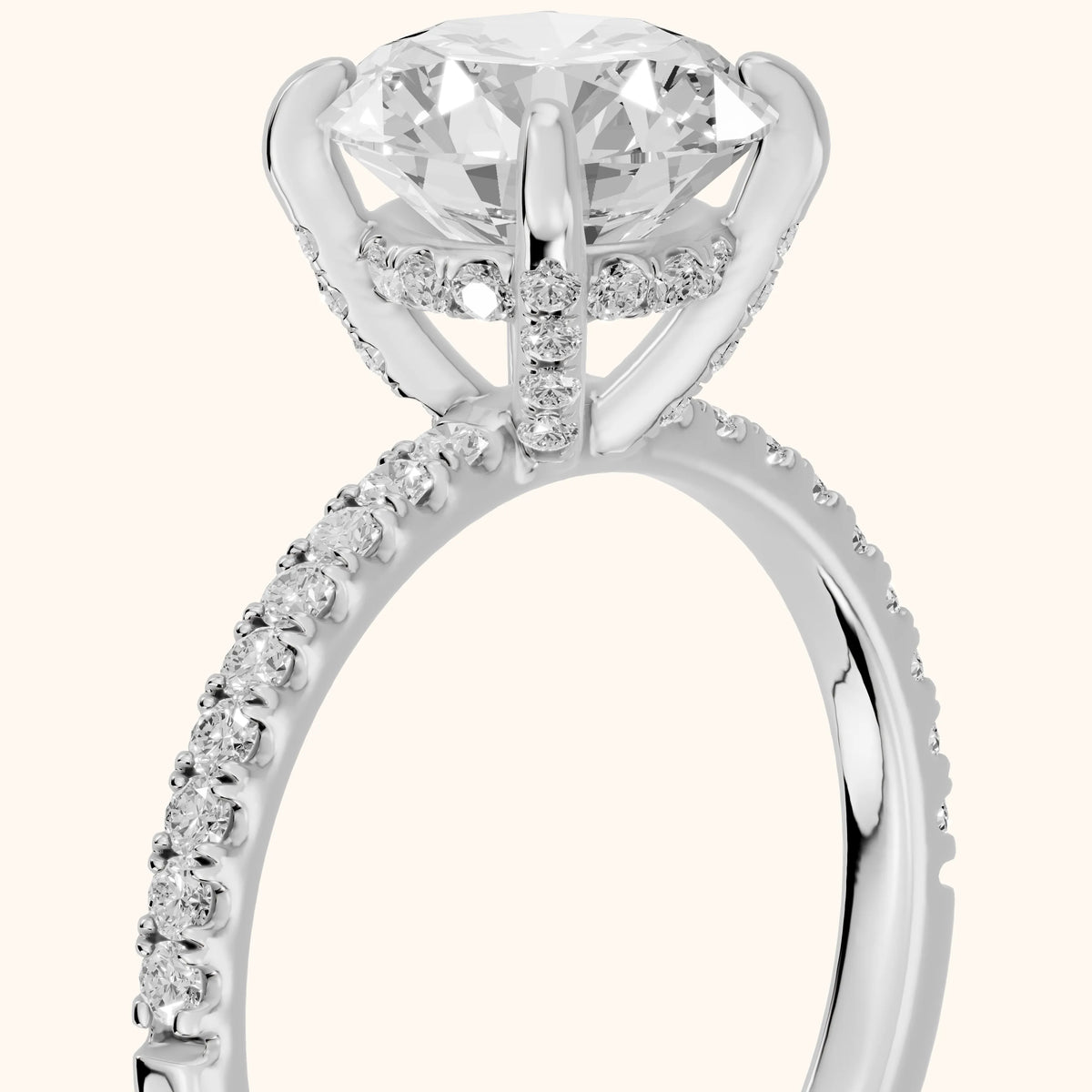 Beth Hidden Halo Pavé Round Diamond Engagement Ring in Silver - slant-view.webp