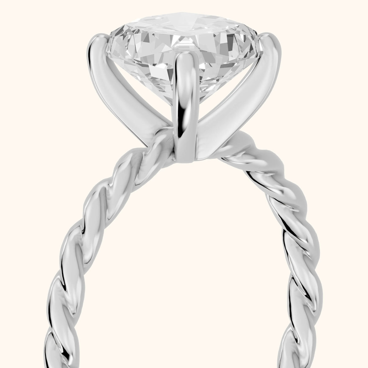Robyn Twist Solitaire Cushion Diamond Engagement Ring in Platinum - slant-view.webp