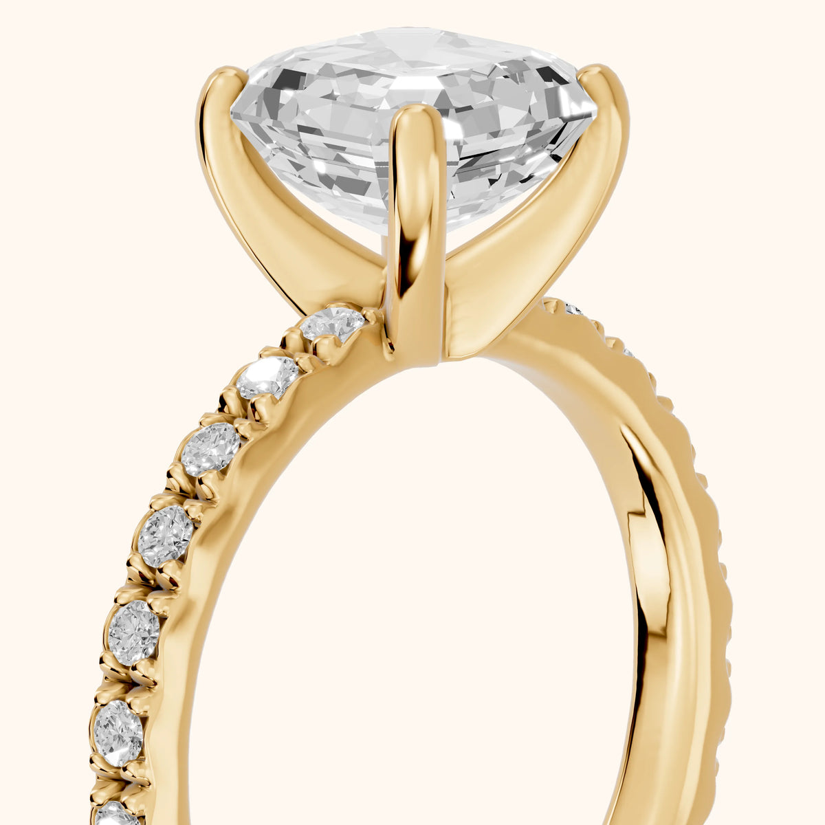 Autumn Statement Pavé Asscher Diamond Engagement Ring in Yellow Gold - slant-view.webp