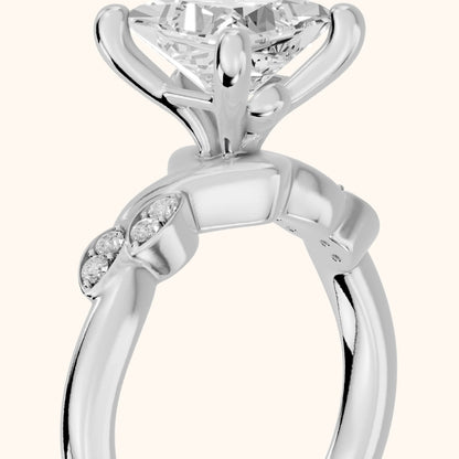 Robin Leaf Twist Princess Diamond Engagement Ring in Silver - slant-view.webp
