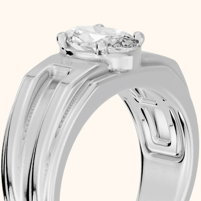 Greer Step Edge Solitaire Oval Diamond Engagement Ring in Platinum - slant-view.webp