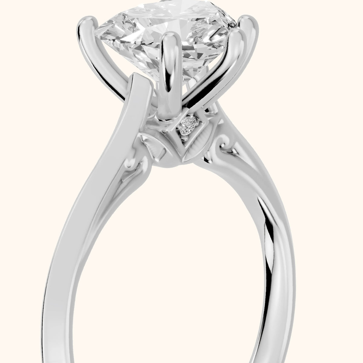 Isabel Knife Edge Heart Diamond Engagement Ring in Platinum - slant-view.webp