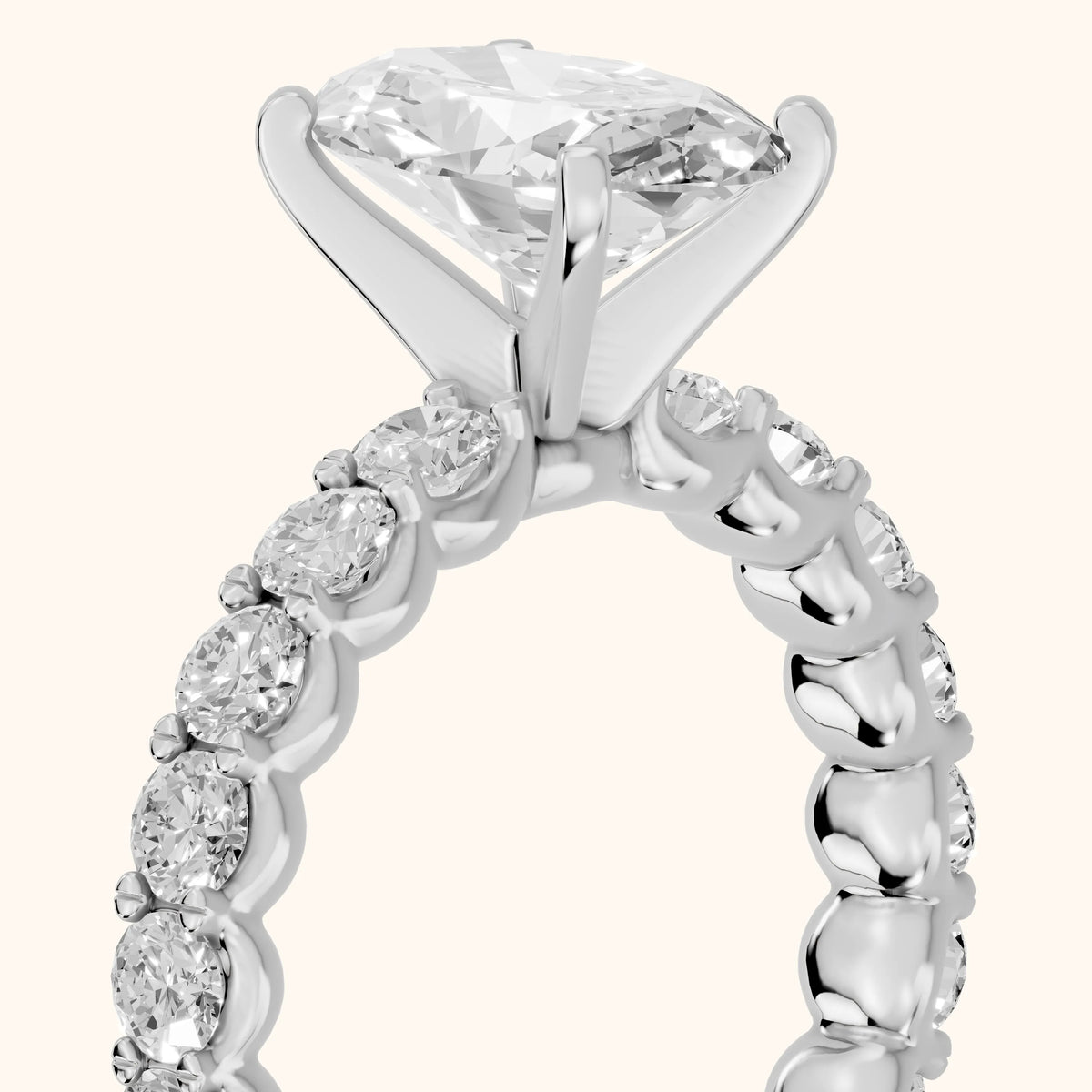 Leta Infinity Pavé Oval Diamond Engagement Ring in Silver - slant-view.webp