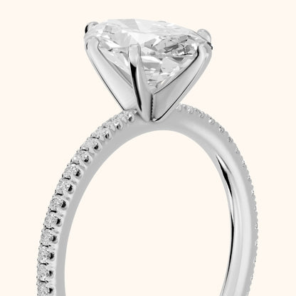 Minette Micropavé Oval Diamond Engagement Ring in Silver - slant-view.webp
