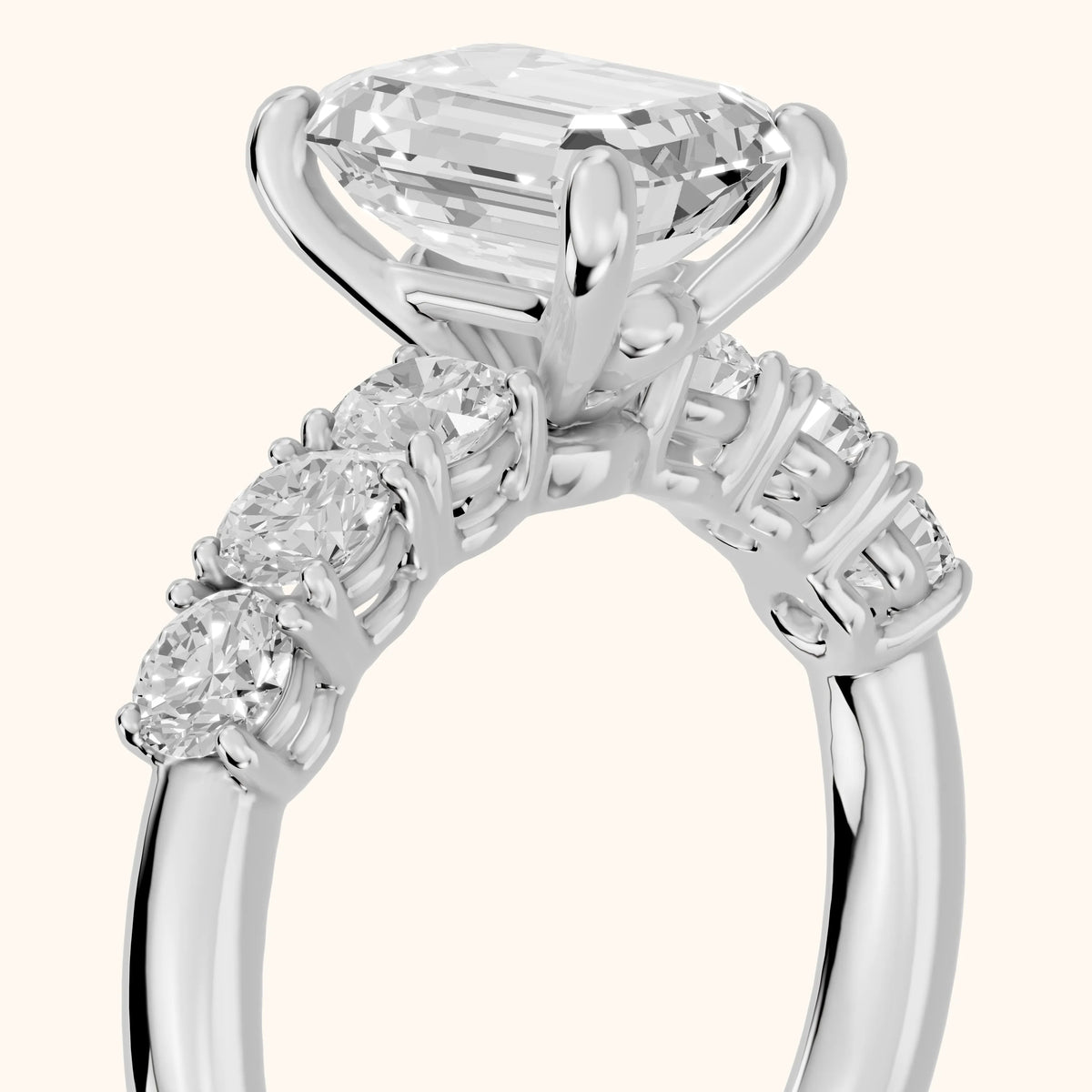 Sorrel Graduated Seven-Stone Emerald Diamond Engagement Ring in White Gold - slant-view.webp