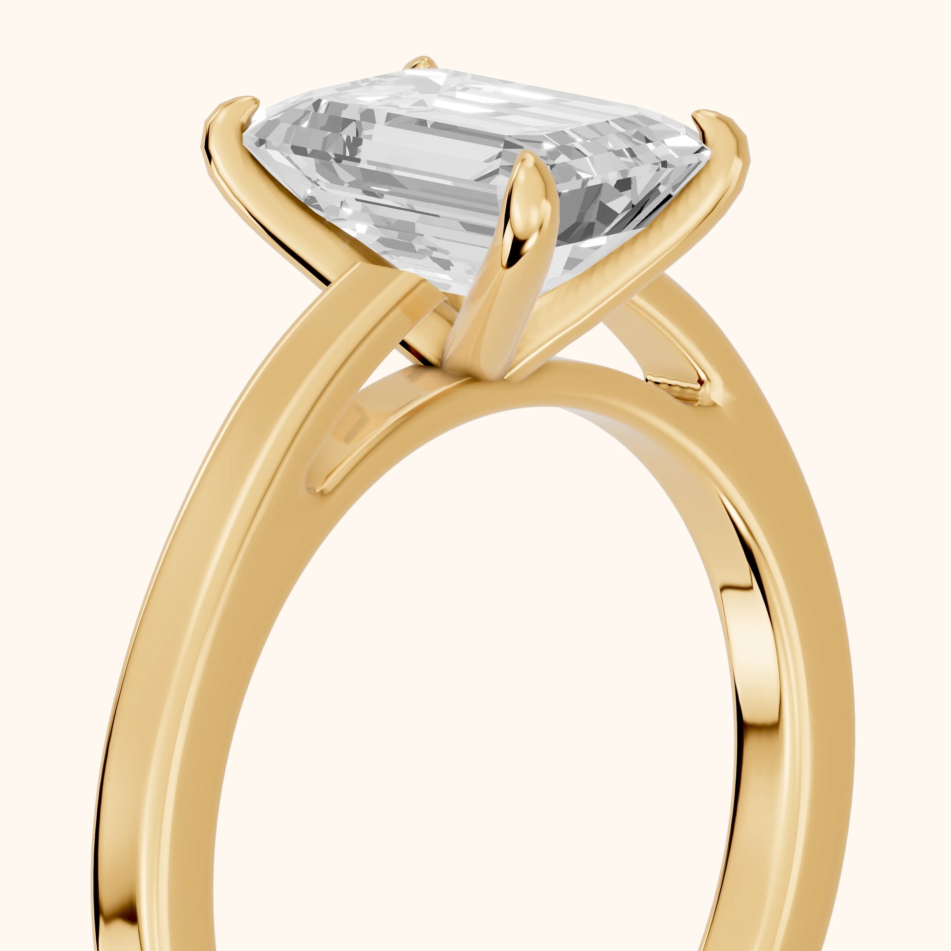 Kaia Solitaire Emerald Diamond Ring in Yellow Gold - slant-view.webp