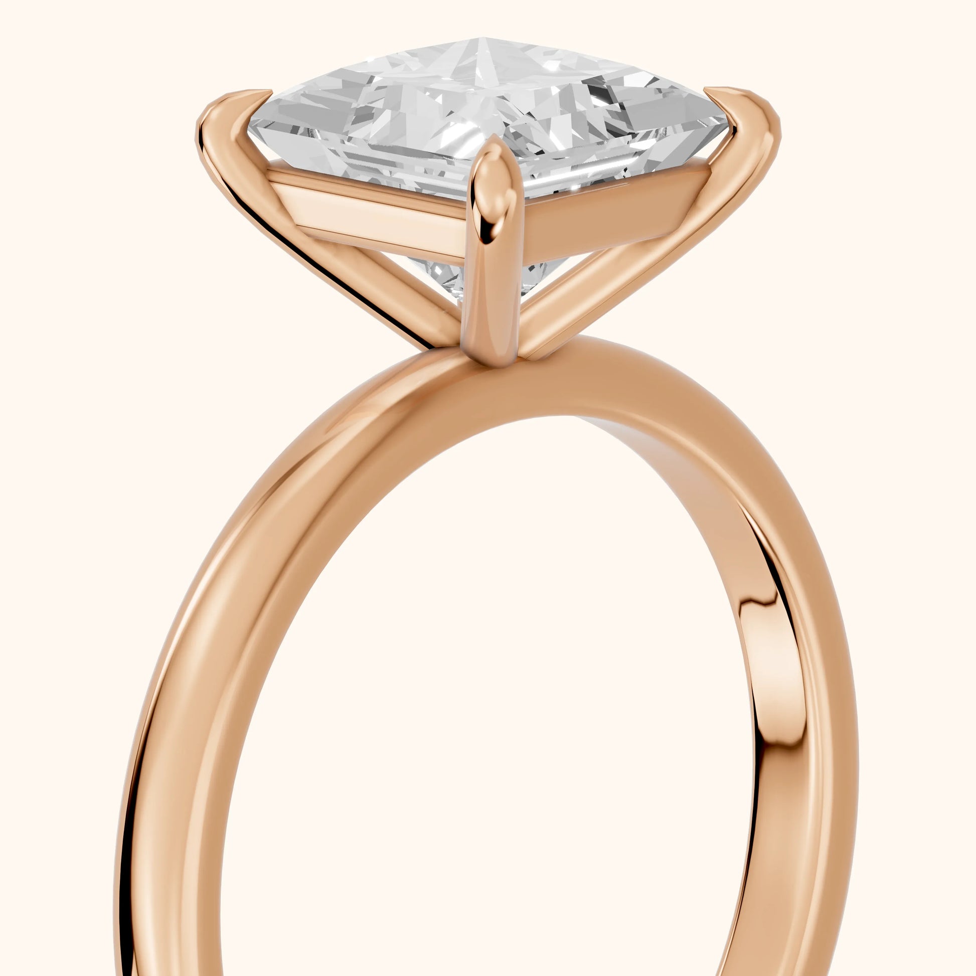 Lyla Petite Solitaire Princess Diamond Engagement Ring in Rose Gold - slant-view.webp