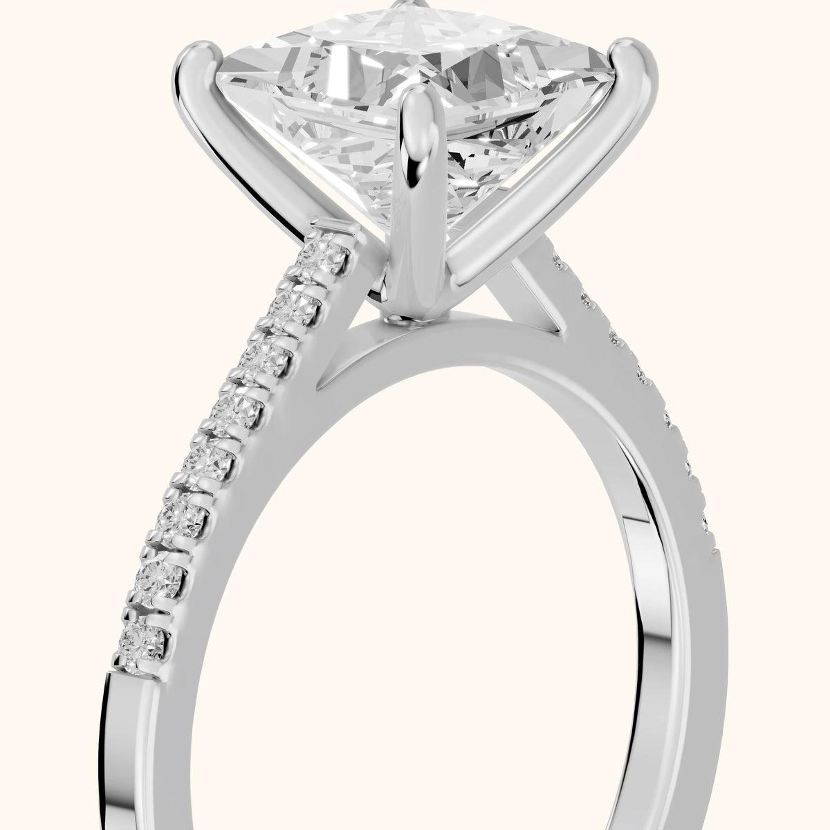 Meg Pavé Princess Diamond Engagement Ring in Platinum - slant-view.webp