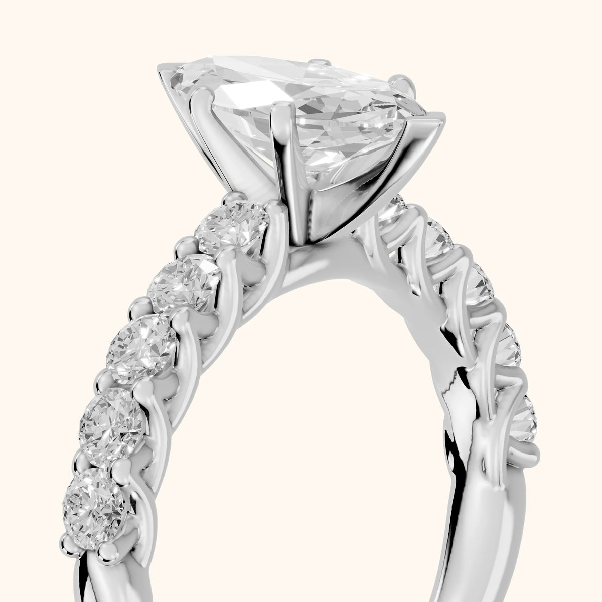 Heloise Statement Pavé Marquise Diamond Engagement Ring in Silver - slant-view.webp