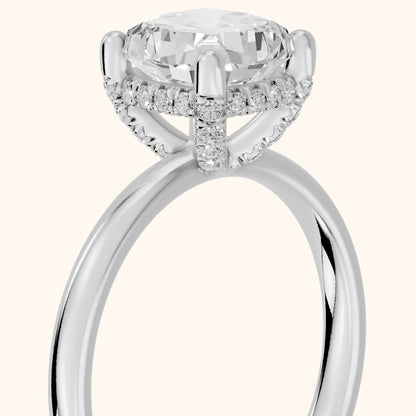 Dina Hidden Halo Cushion Diamond Engagement Ring in White Gold - slant-view.webp
