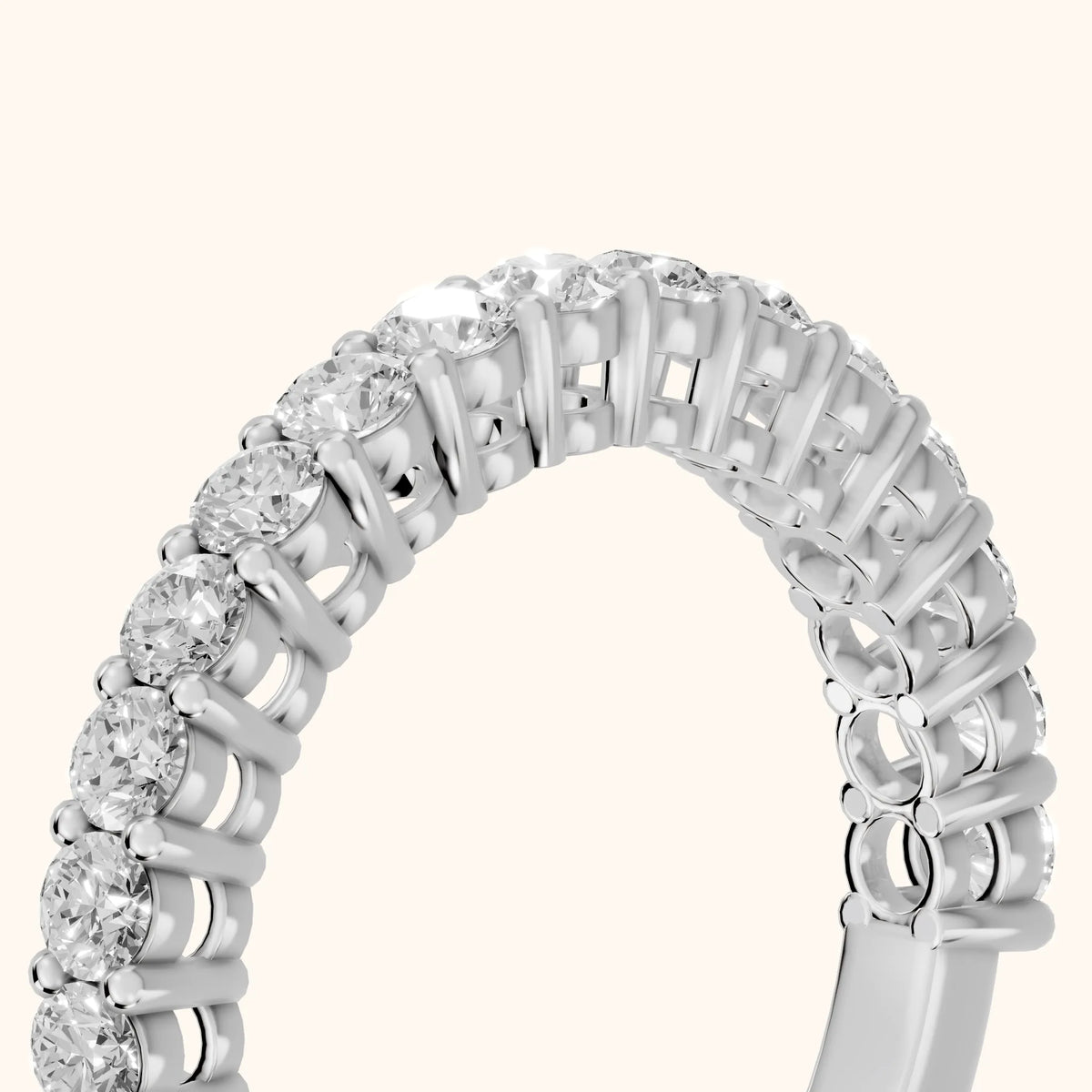 Gala Shared Prong Round Diamond Half Eternity Band in Silver - slant-view