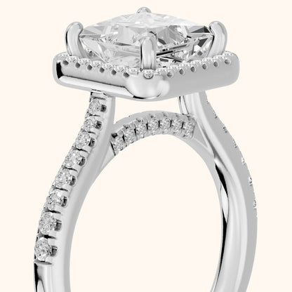 Pasco Halo Micropavé Princess Diamond Engagement Ring in Silver - slant-view.webp