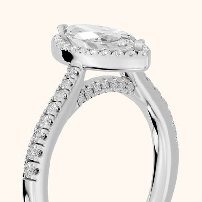 Pasco Halo Micropavé Marquise Diamond Engagement Ring in Platinum - slant-view.webp