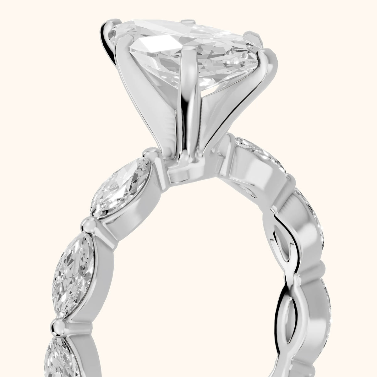 Lina Marquise-Side Bezel Marquise Diamond Engagement Ring in Silver - slant-view.webp