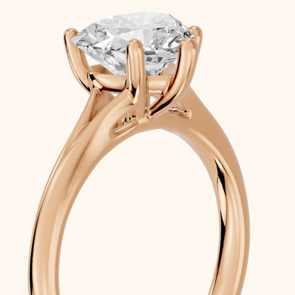 Melanie Solitaire Split Shank Heart Diamond Engagement Ring in Rose Gold - slant-view.webp