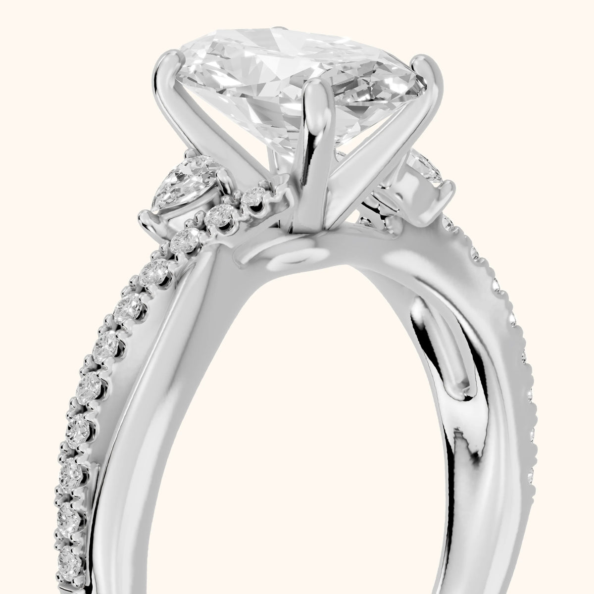 Reno Pear-Side Twist Oval Diamond Engagement Ring in White Gold - slant-view.webp