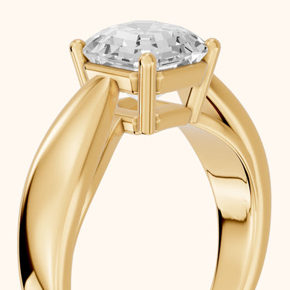 Talia Solitaire Twist Asscher Diamond Engagement Ring in Yellow Gold - slant-view.webp
