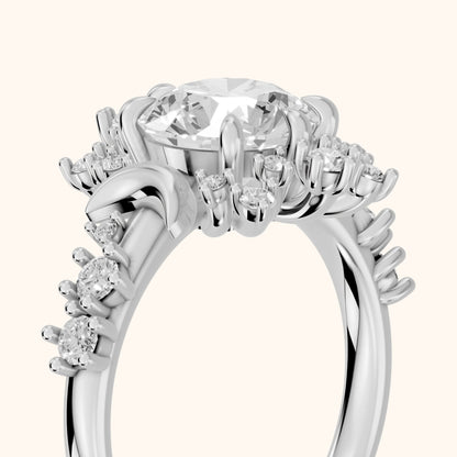 Solara Cluster Halo Round Diamond Engagement Ring in White Gold - slant-view.webp