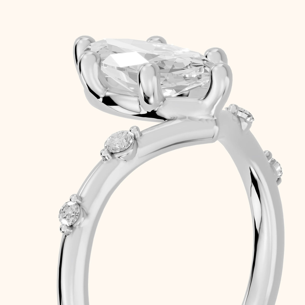 Klara Chevron Marquise Diamond Engagement Ring in Silver - slant-view.webp