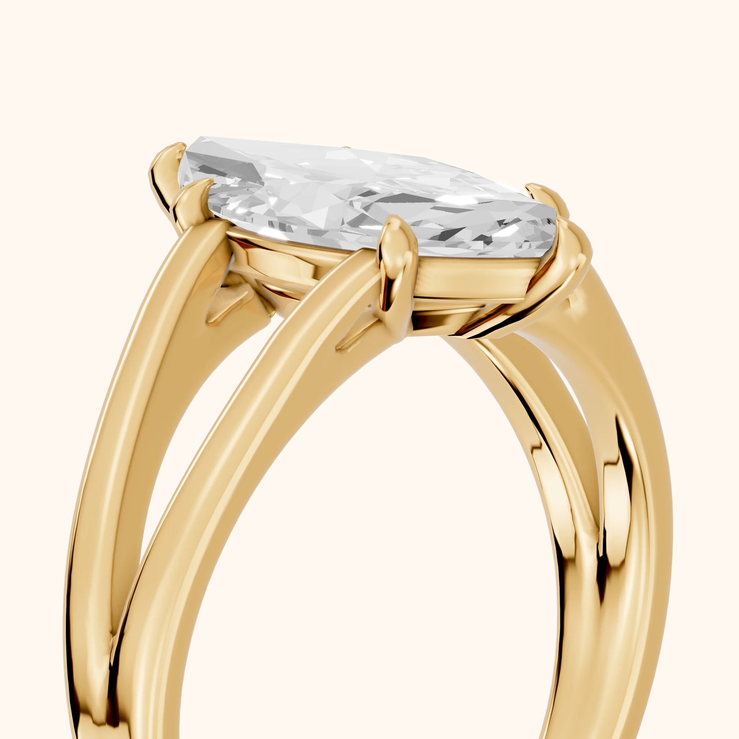 Giselle Solitaire Split Shank Marquise Diamond Engagement Ring in Yellow Gold - slant-view.webp