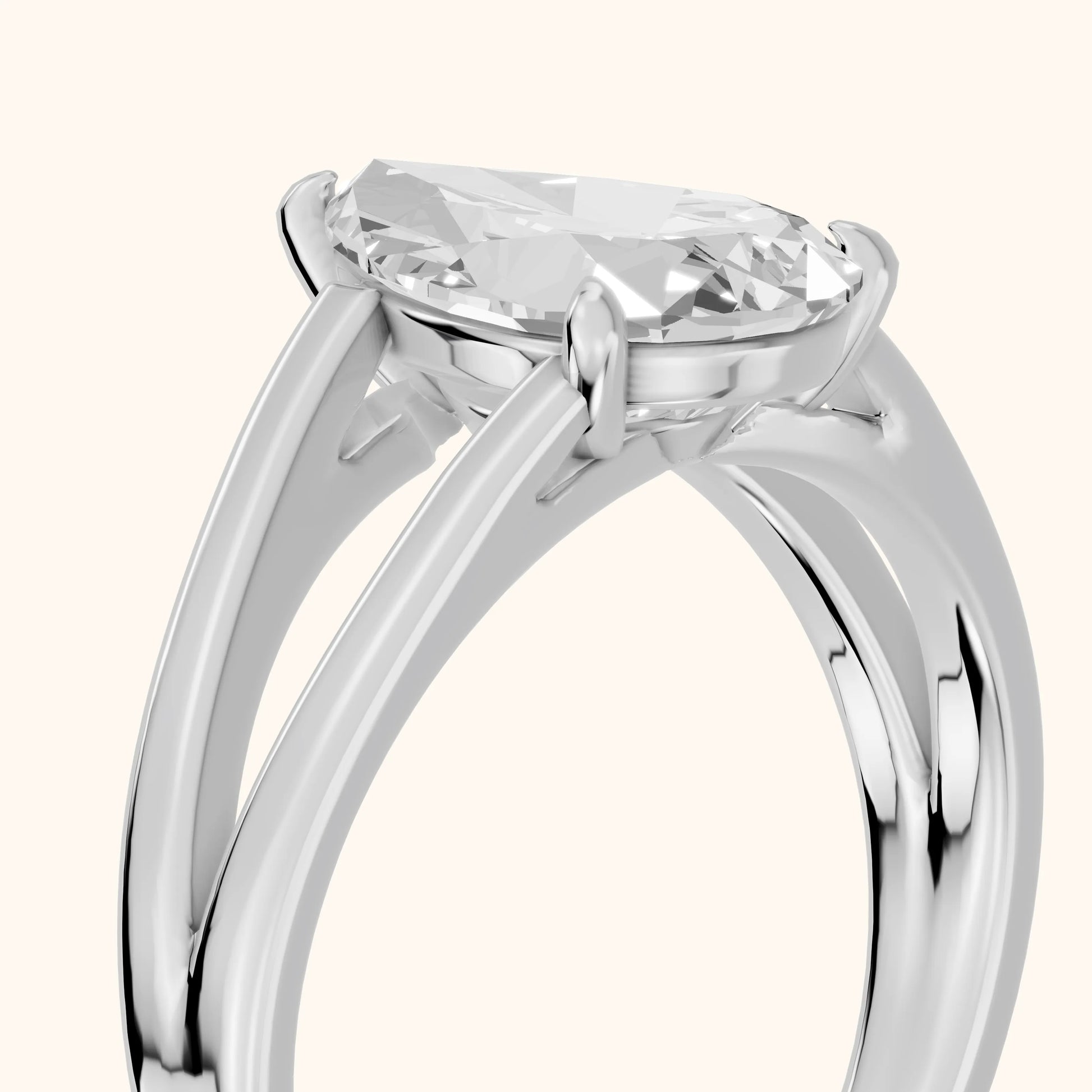 Giselle Solitaire Split Shank Pear Diamond Engagement Ring in White Gold - slant-view.webp