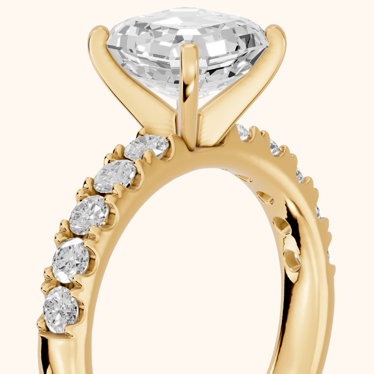 Alix Statement Pavé Asscher Diamond Engagement Ring in Yellow Gold - slant-view.webp