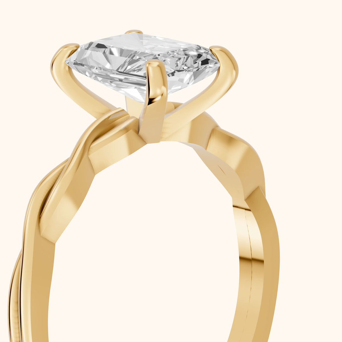 Iris Twist Radiant Diamond Engagement Ring in Yellow Gold - slant-view.webp