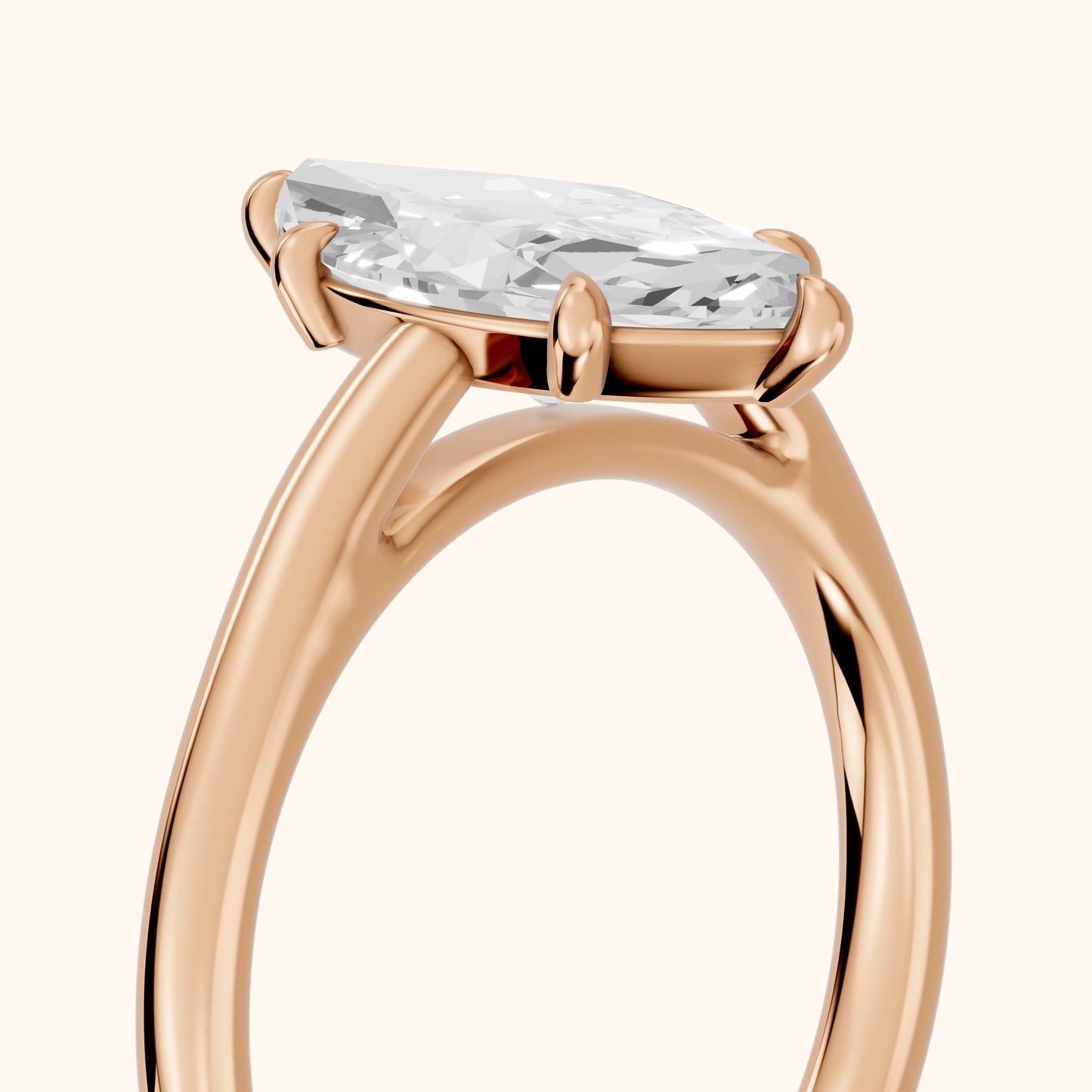 Sadie Cathedral Solitaire Marquise Diamond Ring in Rose Gold - slant-view.webp