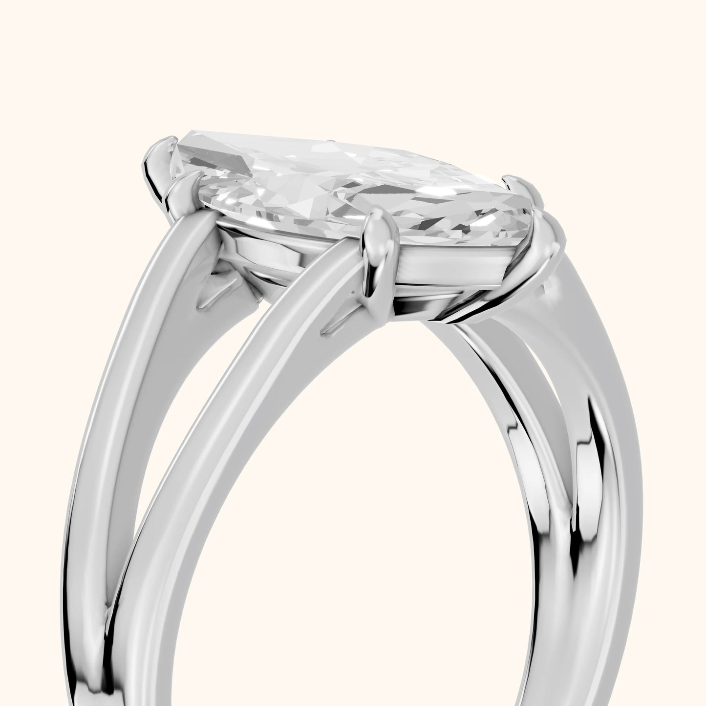 Giselle Solitaire Split Shank Marquise Diamond Engagement Ring in White Gold - slant-view.webp