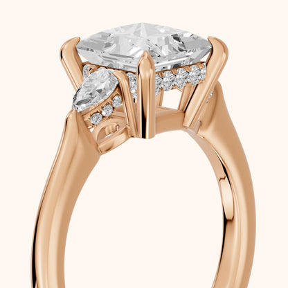 Leila Three-Stone Princess Diamond Engagement Ring in Rose Gold - slant-view.webp