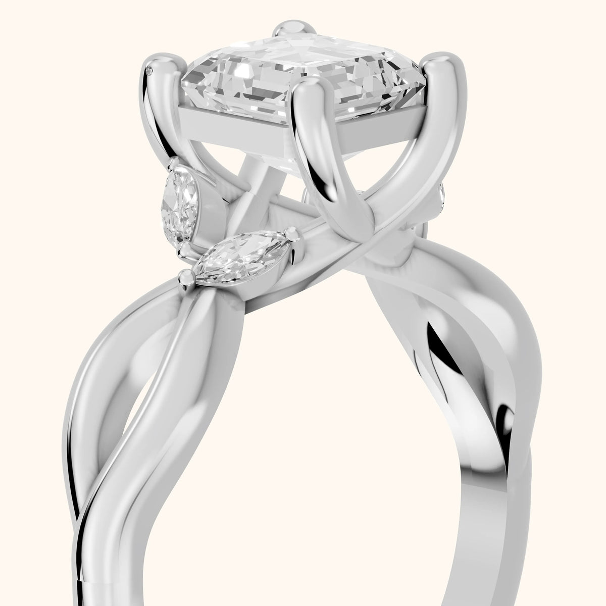Luna Glow Twisted Asscher Diamond Engagement Ring in Silver - slant-view.webp