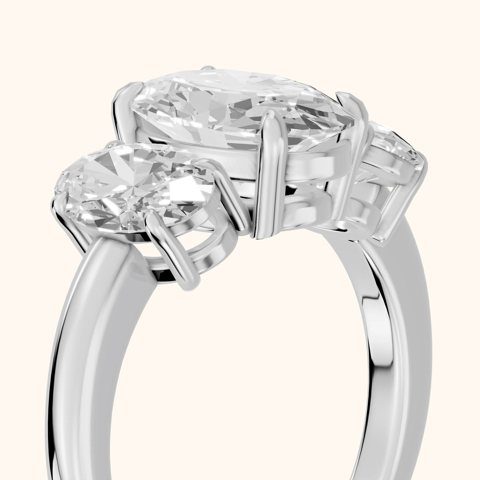 Lila Three-Stone Oval Diamond Ring in Platinum - slant-view.webp