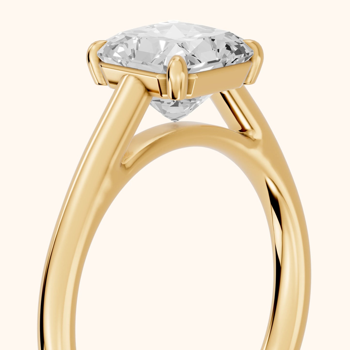 Sadie Cathedral Solitaire Radiant Diamond Ring in Yellow Gold - slant-view.webp