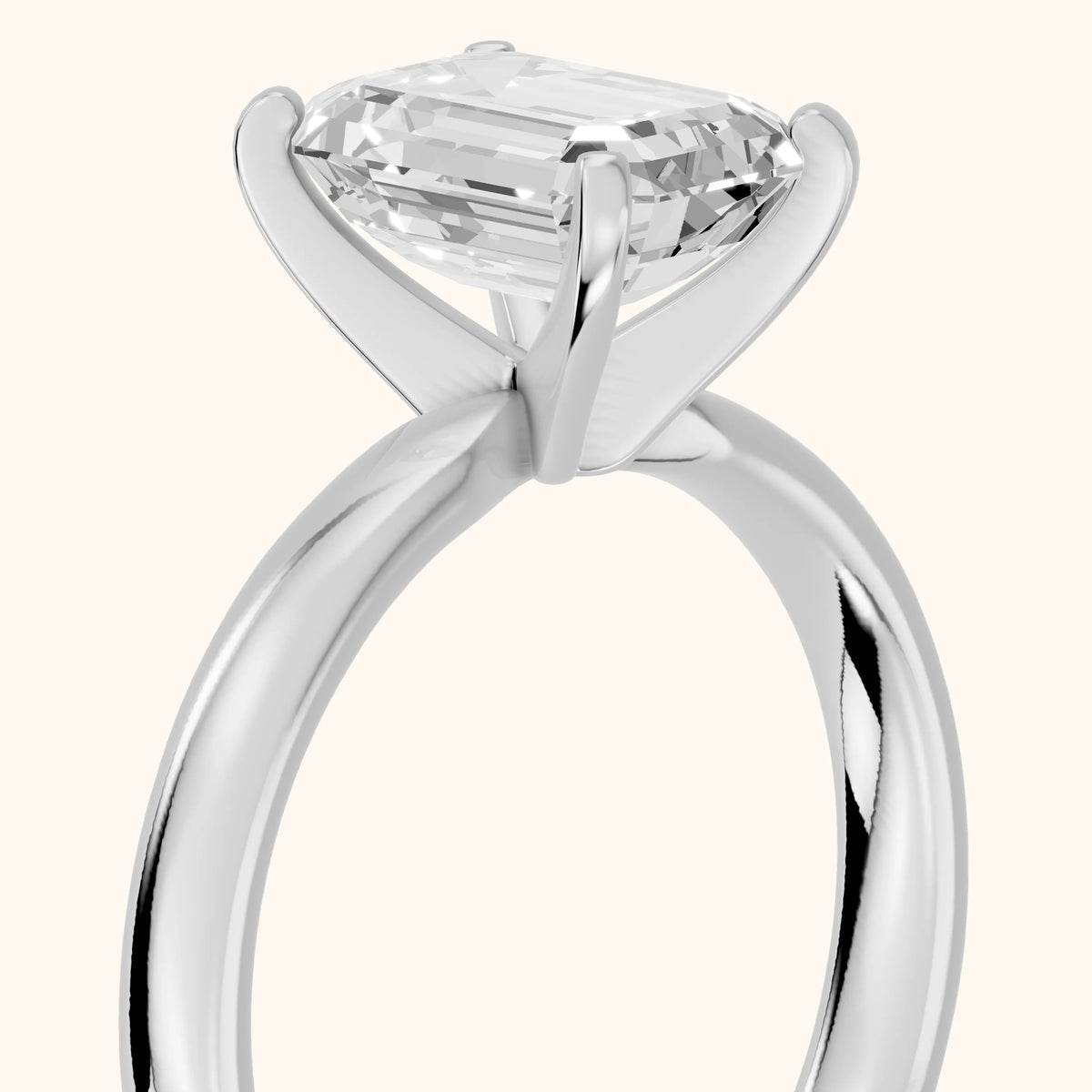 Elspeth Solitaire Emerald Diamond Engagement Ring in Silver - slant-view.webp