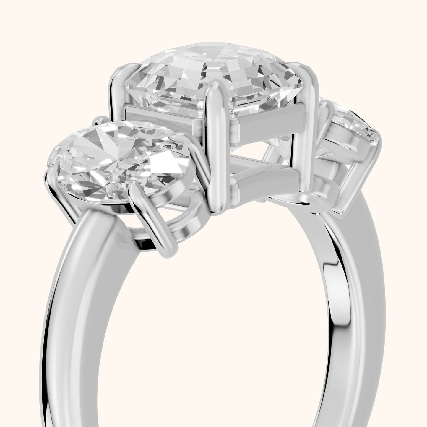 Lila Three-Stone Asscher Diamond Ring in Silver - slant-view.webp