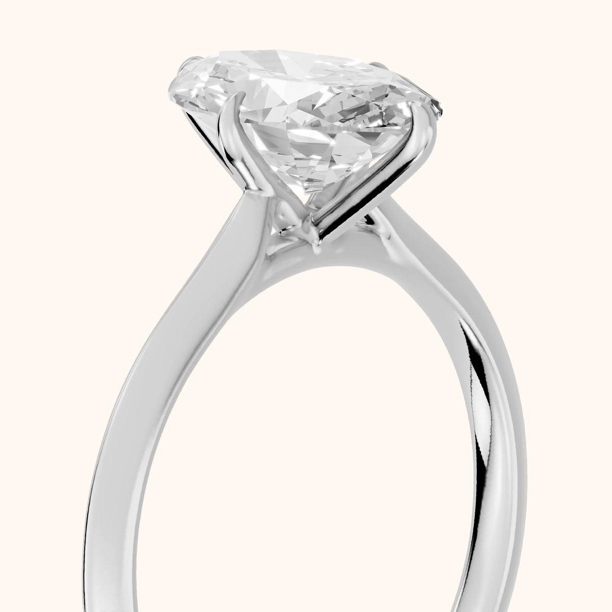 Ginette Solitaire Knife Edge Oval Diamond Engagement Ring in Platinum - slant-view.webp