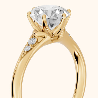 Tilda Graduated Pavé Round Diamond Engagement Ring in Yellow Gold - slant-view.webp
