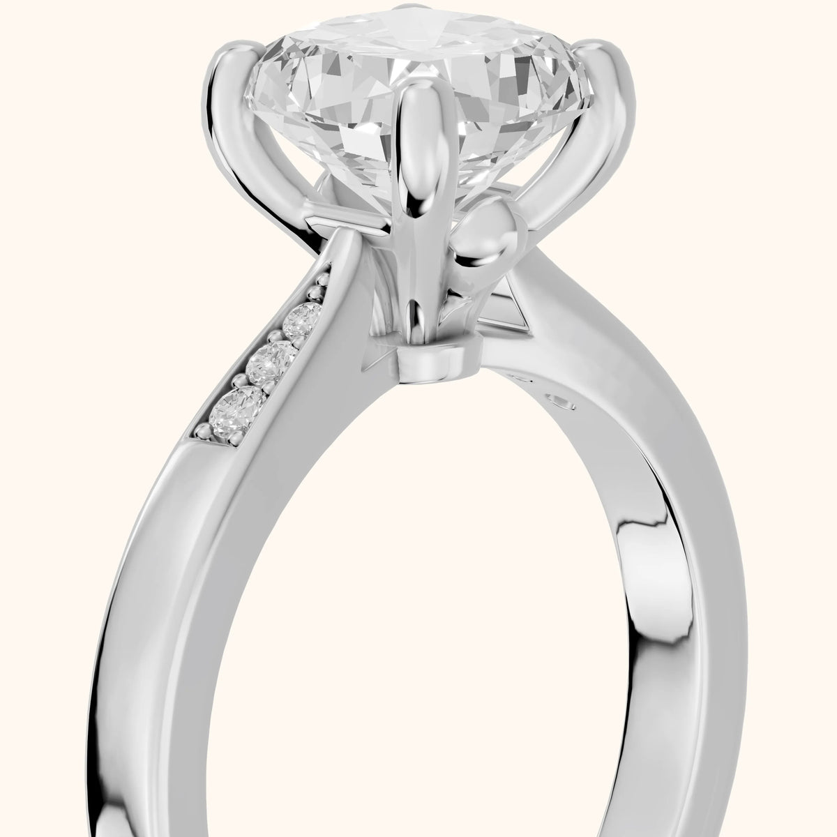 Minnie Flush-Set Cushion Diamond Engagement Ring in Silver - slant-view.webp