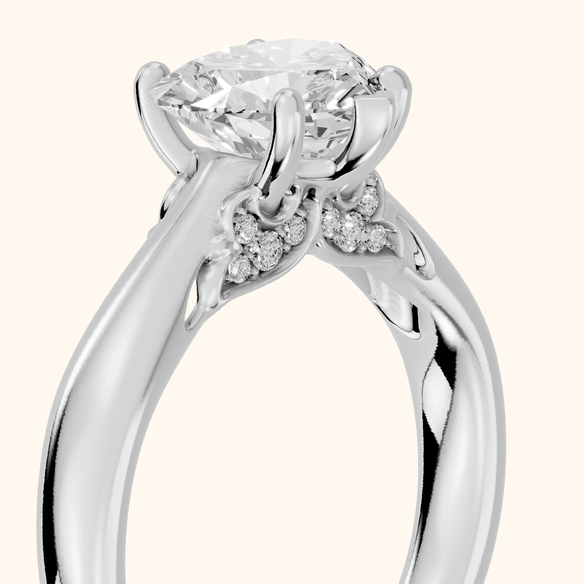 Vanessa Cathedral Heart Diamond Engagement Ring in Platinum - slant-view.webp