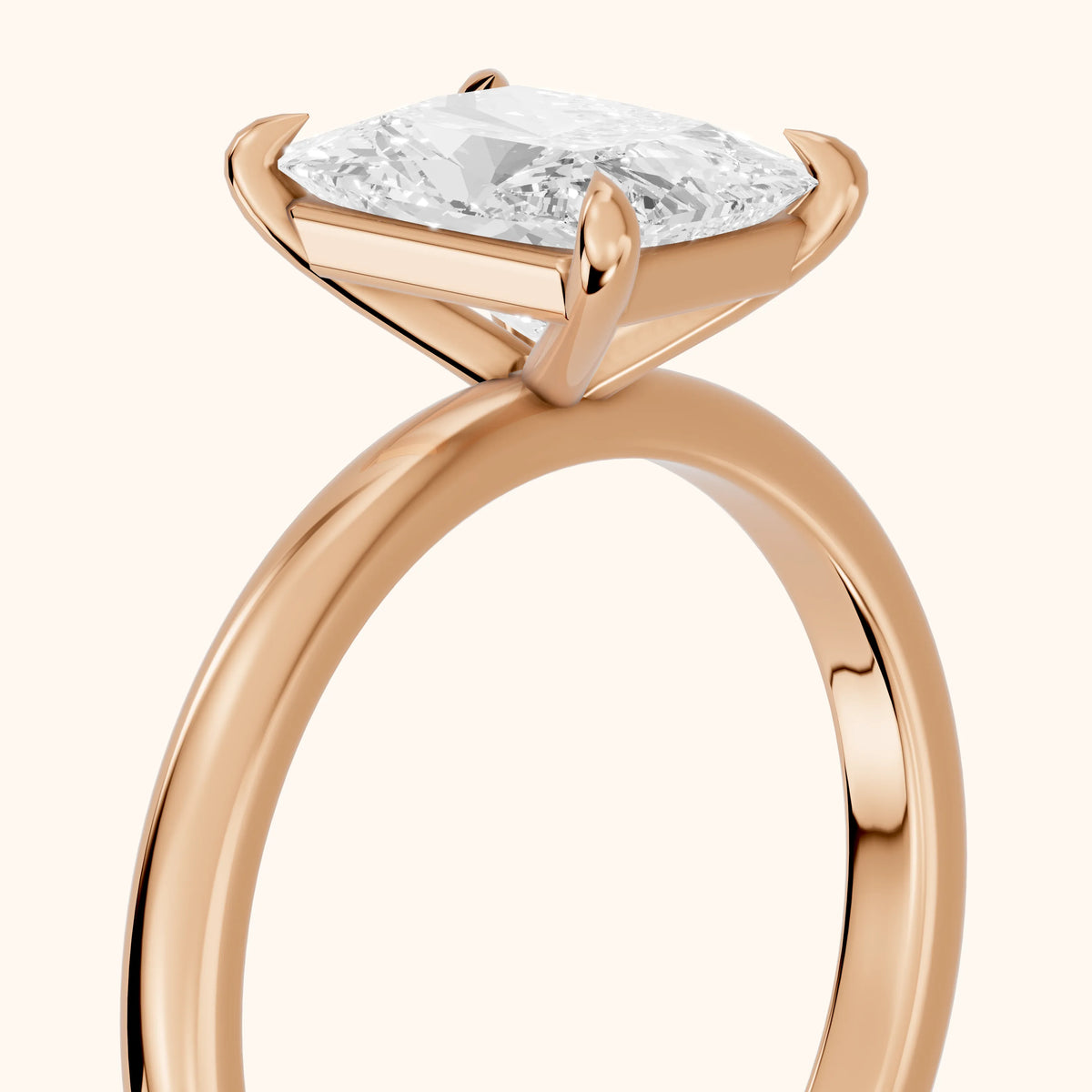 Nadia Petite Solitaire Radiant Diamond Engagement Ring in Rose Gold - slant-view.webp