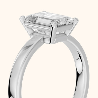Delia Solitaire Emerald Diamond Engagement Ring in Platinum - slant-view.webp