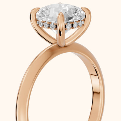 Amaya Hidden Halo Cushion Diamond Engagement Ring in Rose Gold - slant-view.webp