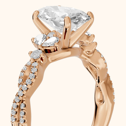 Neva Infinity Twist Oval Diamond Engagement Ring in Rose Gold - slant-view.webp
