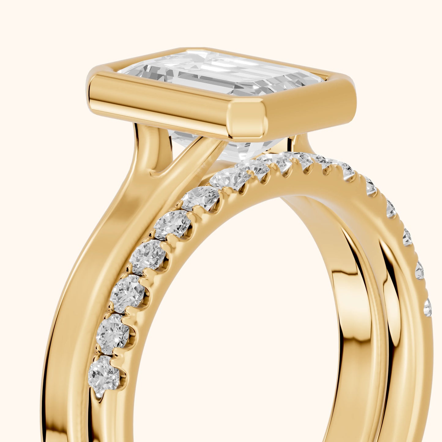 Ayla Bezel Bypass Emerald Diamond Ring in Yellow Gold - slant-view.webp